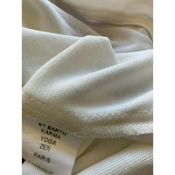 ST BARTH KARMA YOGA ZEN sweatshirt white blue word print size small hoodie - Picture 5 of 6